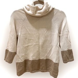 Talbots Gold and Cream Turtleneck Sweater - XSP